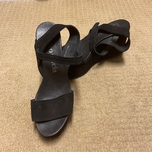Pedro Garcia black wedge sandals